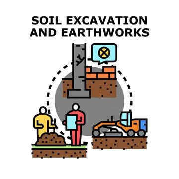 Engineering and construction site earthworks concept Stock Illustration