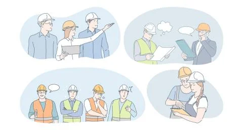 Engineering and construction workers concept Stock-Illustration
