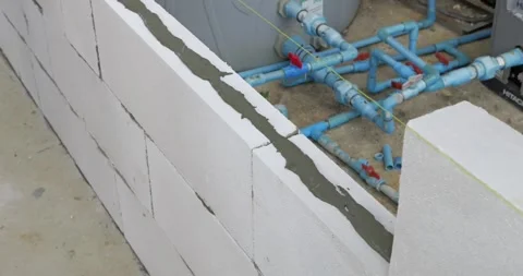 Engineering and design focus overhead views of indoor wall structures at Stock Footage 329292849