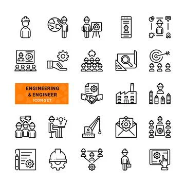 Engineering and engineer icon set. Stock Illustration