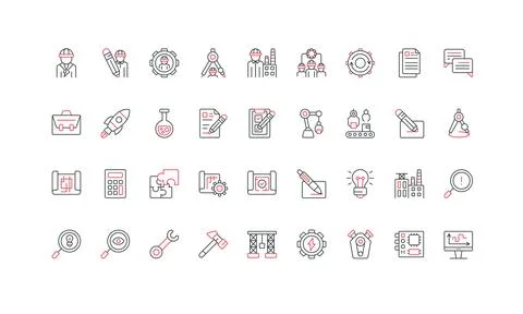 Engineering and manufacturing, equipment, work process of factory engineer line Stock Illustration