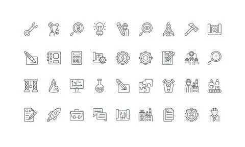 Engineering and manufacturing, equipment, work process of factory engineer line Stock Illustration