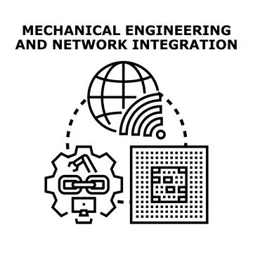 Engineering and network integration global technology concept Illustrazione stock