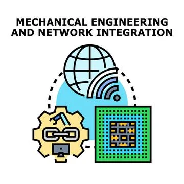 Engineering and network integration global technology concept Stock Illustration