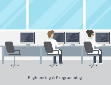 Engineering and programming working process Illustrazione stock