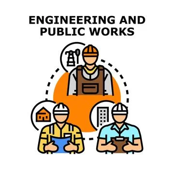 Engineering and public works professionals collaborating on projects 스톡 일러스트