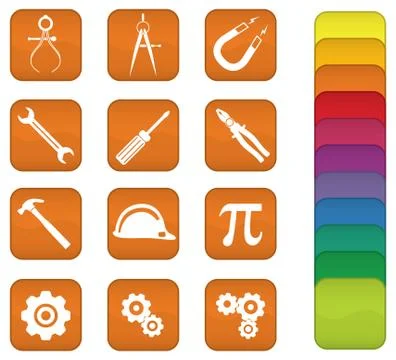 Engineering and Tools Icons Stock Photos