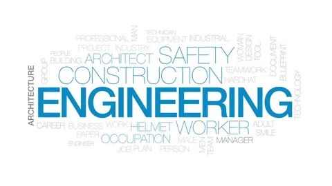 Engineering animated word cloud, text design animation. Kinetic typography. Stock Footage 78705169