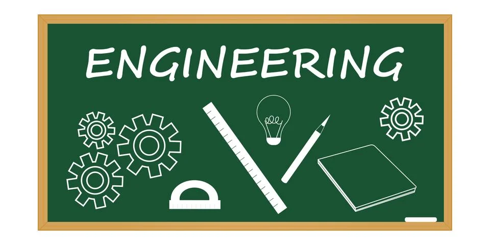 Engineering background on a school blackboard Stock Illustration