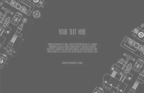 Engineering backgrounds. Mechanical engineering drawings. Cover. Banner Stock Illustration