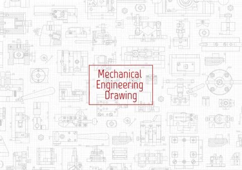 Engineering backgrounds. Mechanical engineering drawings. Cover. Banner Stock Illustration