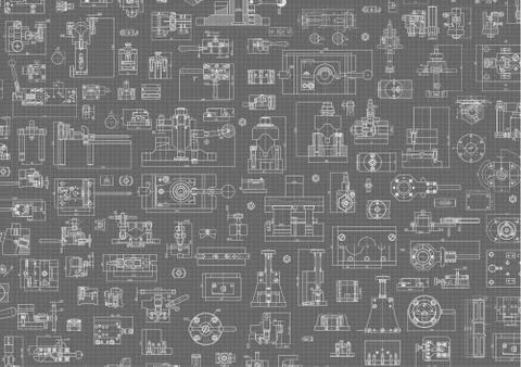 Engineering backgrounds. Mechanical engineering drawings. Cover. Banner Stock Illustration