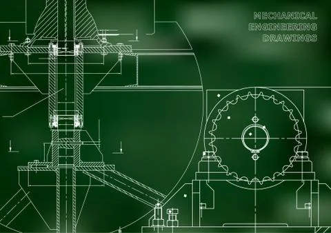 Engineering backgrounds. Mechanical engineering drawings Stock Illustration