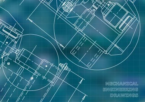 Engineering backgrounds. Mechanical engineering drawings Stock Illustration