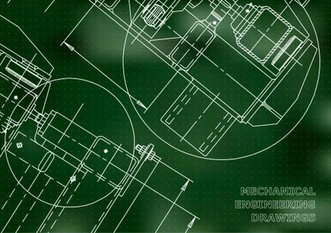 Engineering backgrounds. Mechanical engineering drawings Illustrazione stock