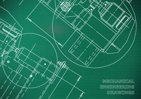 Engineering backgrounds. Mechanical engineering drawings Stock Illustration