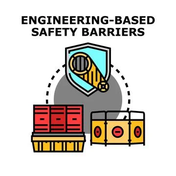 Engineering based safety barriers concept protection system Stock Illustration