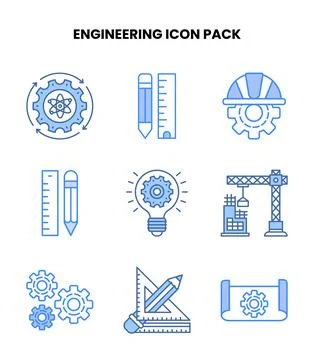 Engineering Blue Bundle Icons Pack Stock Illustration