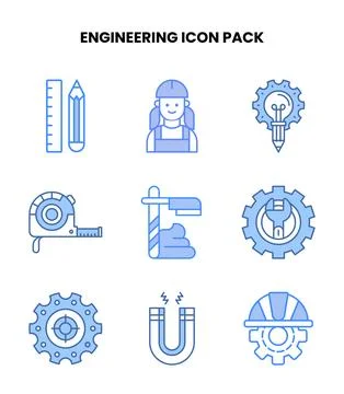 Engineering Blue Graphics Icons Pack Stock Illustration