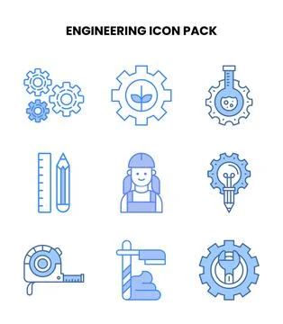 Engineering Blue Icons Pack Stockillustratie