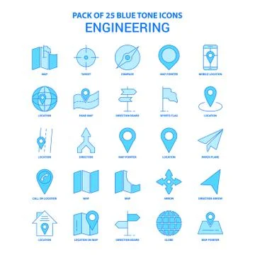 Engineering Blue Tone Icon Pack - 25 Icon Sets Illustrazione stock