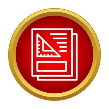 Engineering blueprint design document icon in red circle 库存插图