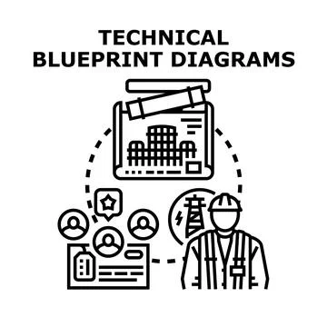Engineering blueprint diagrams planning construction project development 스톡 일러스트