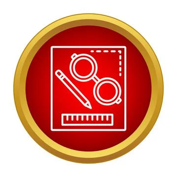 Engineering blueprint with glasses, pencil, and ruler icon Stock Illustration