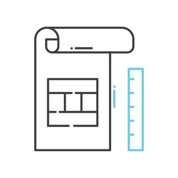 Engineering blueprint line icon, outline symbol, vector illustration, concept Stock Illustration