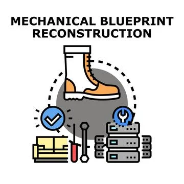 Engineering blueprint reconstruction and data system maintenance Stock Illustration