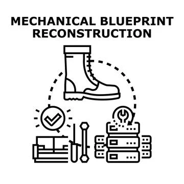 Engineering blueprint reconstruction and data system maintenance Stock Illustration