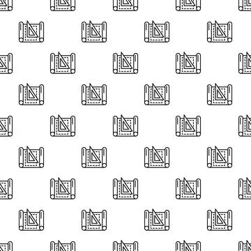 Engineering blueprint with ruler planning seamless pattern Stock-Illustration