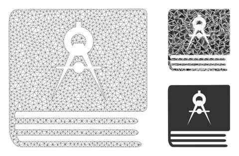 Engineering Book Vector Mesh Network Model and Triangle Mosaic Icon Illustrazione stock