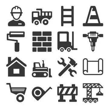 Engineering Building Construction Icons Set on White Background. Vector Ilustración de archivo