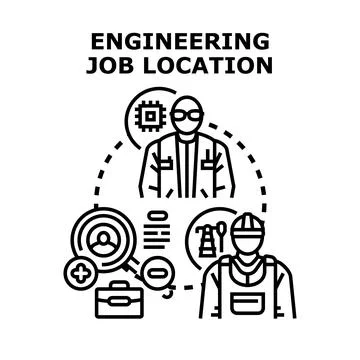 Engineering career path choosing work location concept Stock Illustration