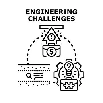 Engineering challenges concept finding innovative solutions Stock Illustration