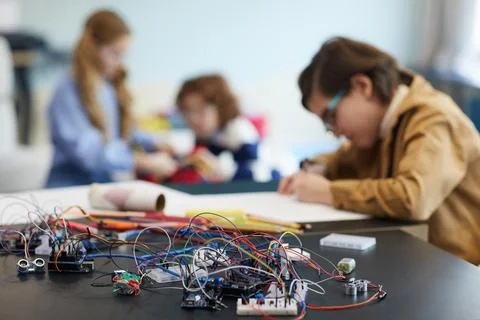 Engineering Class for Children Stock Photos