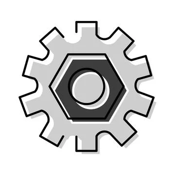Engineering cog and nut symbol icon illustration Illustrazione stock