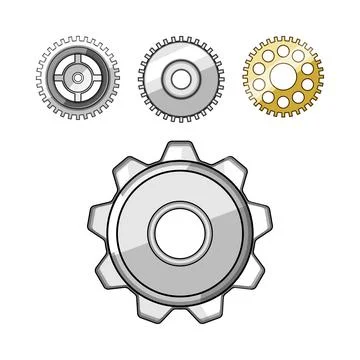 Engineering cogwheel components for mechanism and connection 스톡 일러스트