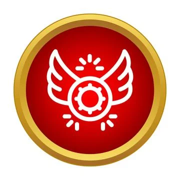Engineering cogwheel wings flying on red background icon Stock Illustration