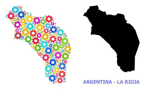 Engineering Collage Map of Argentina - La Rioja with Colored Gears Stock Illustration