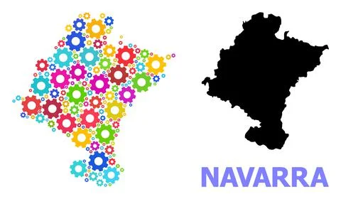 Engineering Collage Map of Navarra Province with Colored Cogs Stock Illustration