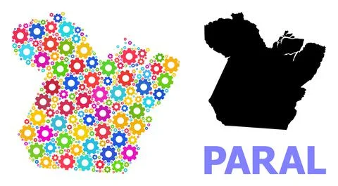 Engineering Collage Map of Paral State with Multi-Colored Gear wheels Illustrazione stock