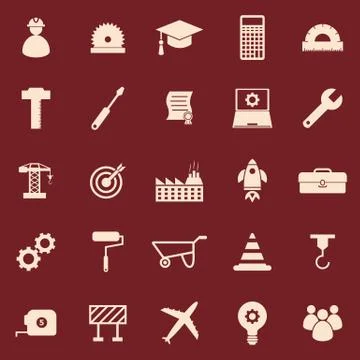 Engineering color icons on red background Stock Illustration