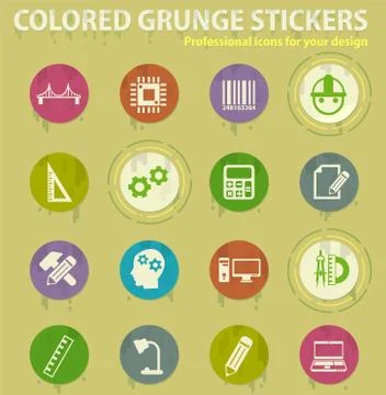 Engineering colored grunge icons Stock Illustration