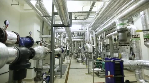 Engineering communications in the basement of the building Video stock 92066583