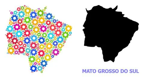 Engineering Composition Map of Mato Grosso Do Sul State of Bright Cogs Stock Illustration