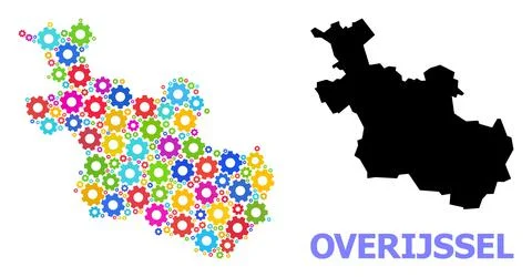 Engineering Composition Map of Overijssel Province of Bright Cogs Stock Illustration