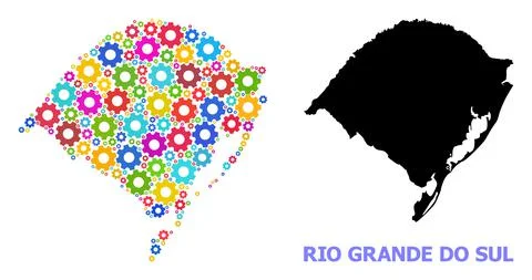 Engineering Composition Map of Rio Grande Do Sul State with Bright Cogs Stock Illustration