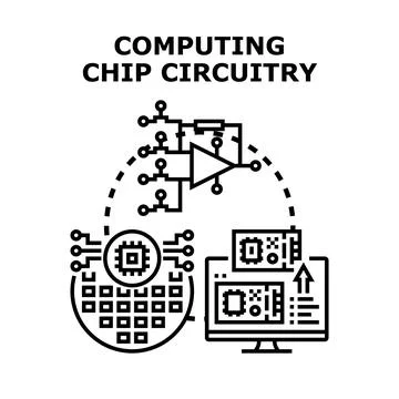 Engineering computing chip circuitry and digital technology development Stock Illustration
